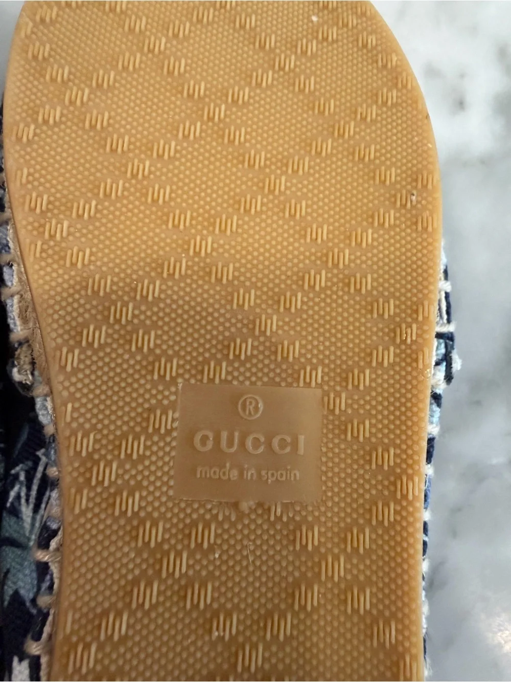 Gucci Toddler Floral Canvas Espadrilles in Navy and White